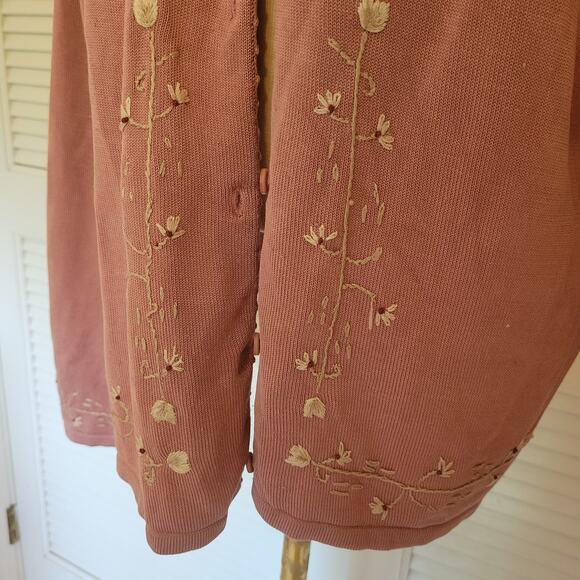 Field Manor Floral Embroidered Silk Nylon Cardigan Women's Purple - Picture 5 of 7